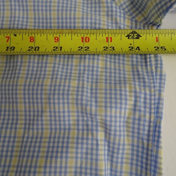 Vineyard Vines Whale Shirt Blue Yellow Plaid Men Size L Long Sleeve Logo - Picture 9 of 11